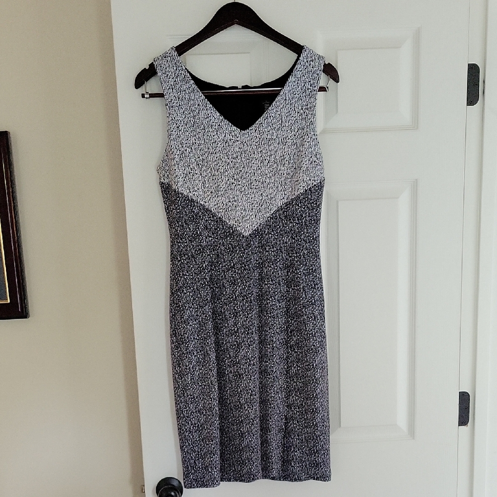 White House Black Market Black and White Midi Dress